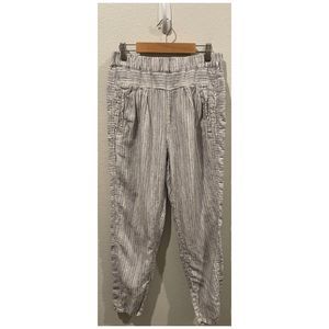 BY ANTHROPOLOGIE White Black Pockets Striped Linen Pants